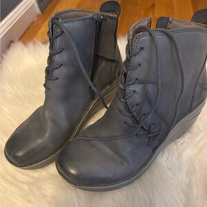 Gray Lace-Up  Bionico Wedge Ankle Boots